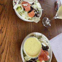 Jimmy's Pizza & Pasta - House salads w/ ranch and honey mustard