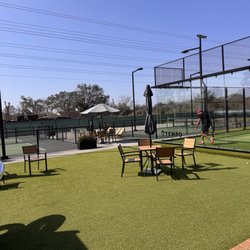 Seating by pickleball courts