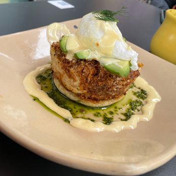 Snooze An A M Eatery - Parmesan Crab Cake Benedict - Breakfast & Brunch Near Me - Atlanta, Georgia Snooze An A M Eatery - Parmesan Crab Cake Benedict - Breakfast & Brunch Near Me - Atlanta, Georgia