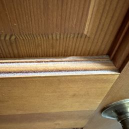 Dusty doors everywhere. This was the door to our bathroom. Dusty doors everywhere. This was the door to our bathroom.