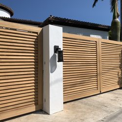 Zelinski Custom Woodworks - Teak louvered gates
