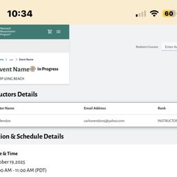 Scheduled skills class VIA the official NRP website