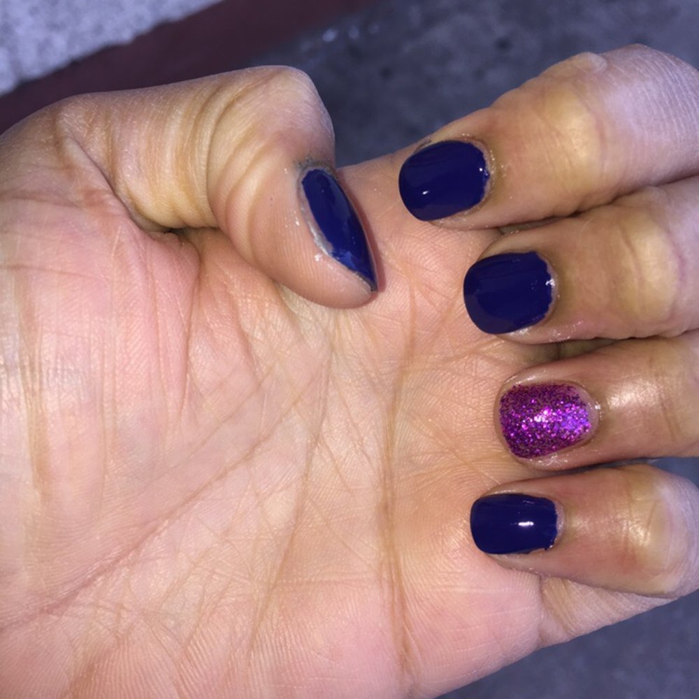 Just For Nails - Navy blue with some pink glitter! - Nail Salons Near Me - Upper Darby, Pennsylvania Just For Nails - Navy blue with some pink glitter! - Nail Salons Near Me - Upper Darby, Pennsylvania
