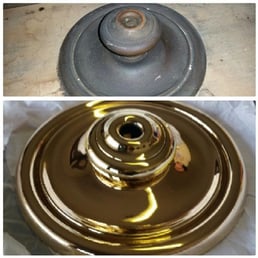 Before and after pics of my antique Schlage doorknob and backplate. The guys there did an amazing job! Before and after pics of my antique Schlage doorknob and backplate. The guys there did an amazing job!