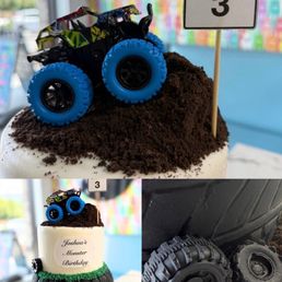 Monster truck theme birthday cake Monster truck theme birthday cake