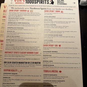 Von's 1000Spirits - Drinks - Burgers Near Me - Woodinville, Washington
