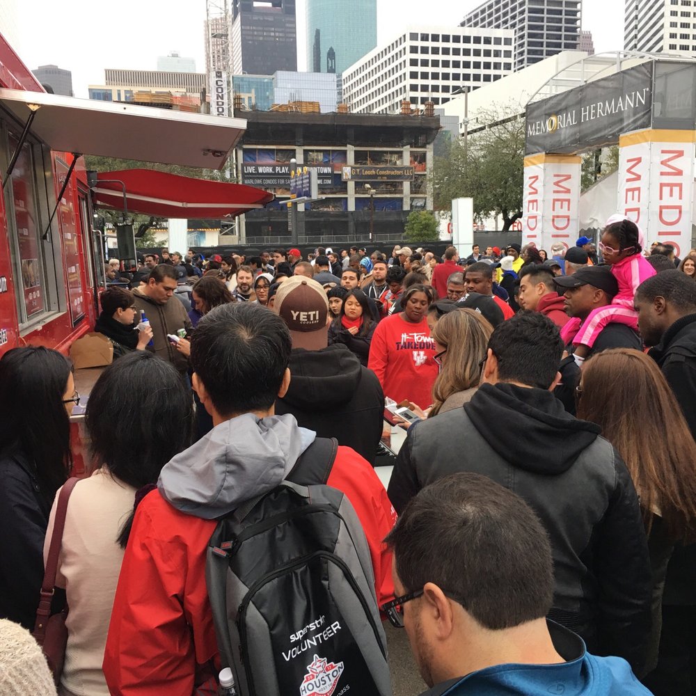 Long line for food