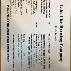 Lake City Brewing Company - Menu