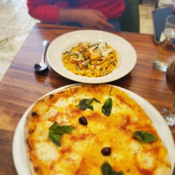 Tiramisu - Margherita pizza & shrimp pasta . The pasta was life changingly delicious - Italian Near Me - New York, New York Tiramisu - Margherita pizza & shrimp pasta . The pasta was life changingly delicious - Italian Near Me - New York, New York