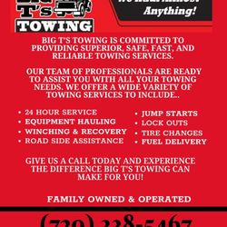 Big T's Towing - Some of the many services we offer