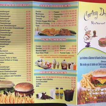 Courtesy Drive-In - a menu for a fast food restaurant - Restaurants Near Me - Lamont, California
