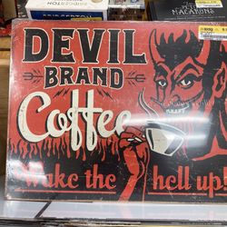Half Price Books - Devil Brand Coffee- Metal Sign