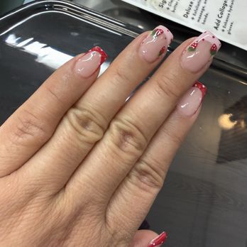 Glamour Nail Salon - Mani with French tip dip powder and design - Nail Salons Near Me - Lafayette, California Glamour Nail Salon - Mani with French tip dip powder and design - Nail Salons Near Me - Lafayette, California