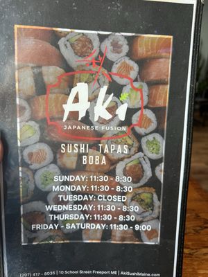 Menu photo 1 Aki Japanese Fusion Freeport, ME Menu photo 1 Aki Japanese Fusion Freeport, ME