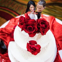 Elegant Event Creations - She decorated the table and added beautiful red roses around our Wedding Cake!