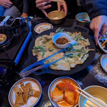 One Shot Pocha - Seafood pancake and banchan - Korean Near Me - Houston, Texas