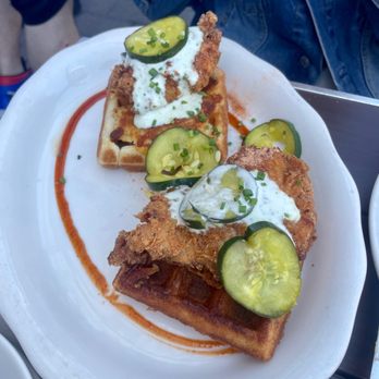 Tupelo Honey Southern Kitchen & Bar - Mac & Cheese Waffle with Asheville Hot Fried Chicken* - Southern Near Me - Denver, Colorado Tupelo Honey Southern Kitchen & Bar - Mac & Cheese Waffle with Asheville Hot Fried Chicken* - Southern Near Me - Denver, Colorado