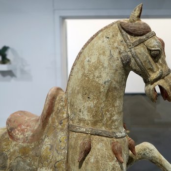Springfield Art Museum - Burial figure of a prancing horse; China, Tang dynasty; circa 700; earthenware with applied pigments - Art Museums Near Me - Springfield, Missouri Springfield Art Museum - Burial figure of a prancing horse; China, Tang dynasty; circa 700; earthenware with applied pigments - Art Museums Near Me - Springfield, Missouri
