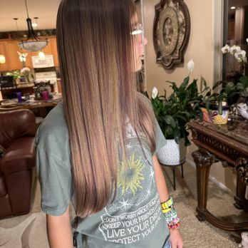 Illusions Salon - Burgundy lowlights by Margie - Hair Salons Near Me - Mesa, Arizona Illusions Salon - Burgundy lowlights by Margie - Hair Salons Near Me - Mesa, Arizona