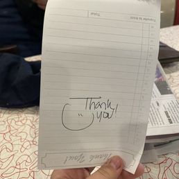 My kid was charmed by this little "Thanks You" note and wanted a picture.