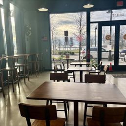 Seating area overlooking water
