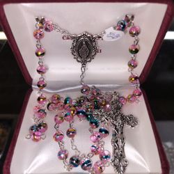 Pink multi color rosary