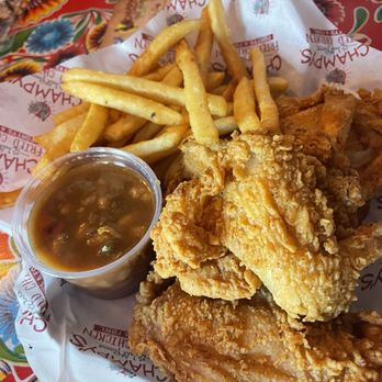 Champy's Famous Fried Chicken - Half chicken with fries and beans - Chicken Shop Near Me - Chattanooga, Tennessee Champy's Famous Fried Chicken - Half chicken with fries and beans - Chicken Shop Near Me - Chattanooga, Tennessee