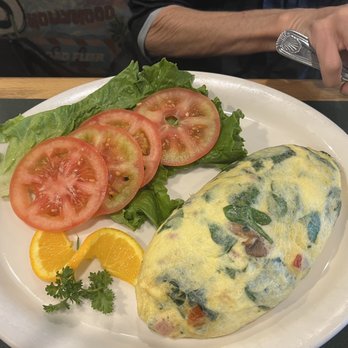Flappy Jack's Pancake House - Mediterranean omelette with tomato side. - Pancakes Near Me - Orange, California