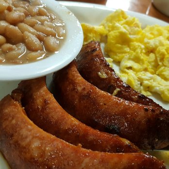 Happy Diner - Louisiana hot links and eggs with their bomb ass white beans - Diners Near Me - San Pedro, California