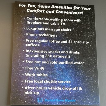 Rocket Town Honda - Amenities - Car Dealers Near Me - Lompoc, California Rocket Town Honda - Amenities - Car Dealers Near Me - Lompoc, California