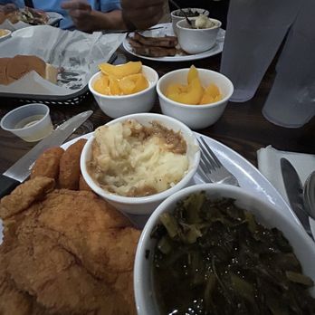 Southern Spice Cuisine - fried chicken with mashed taters and greens - Southern Near Me - Bermuda Run, North Carolina Southern Spice Cuisine - fried chicken with mashed taters and greens - Southern Near Me - Bermuda Run, North Carolina