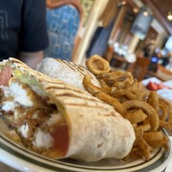 Mike's Unicorn Diner - Curly fries and chicken wrap