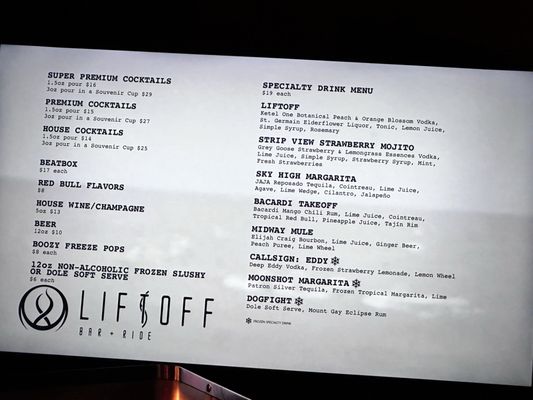 Menu photo 2 LIFTOFF Bar & Ride Las Vegas, NV