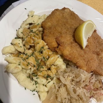 Prost at Lenau Park - Pork schnitzel with spätzle and sauerkraut - German Near Me - Olmsted Falls, Ohio Prost at Lenau Park - Pork schnitzel with spätzle and sauerkraut - German Near Me - Olmsted Falls, Ohio