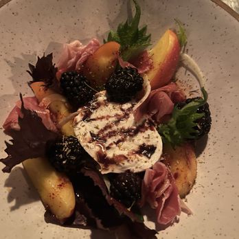 Jacqueline - Burrata with fresh seasonal fruits - Cocktail Bars Near Me - Portland, Oregon