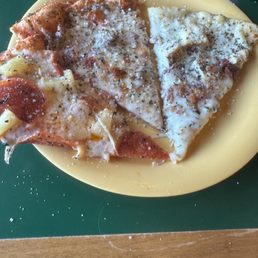 Pepperoni, Sausage, and BLT pizza covered with Parmesan cheese. Pepperoni, Sausage, and BLT pizza covered with Parmesan cheese.