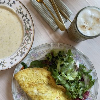 Milkweed Table + Market - Classic Grits crème brûlée latte SPECIAL - Veggie Omelet - Breakfast & Brunch Near Me - Pitman, New Jersey Milkweed Table + Market - Classic Grits crème brûlée latte SPECIAL - Veggie Omelet - Breakfast & Brunch Near Me - Pitman, New Jersey