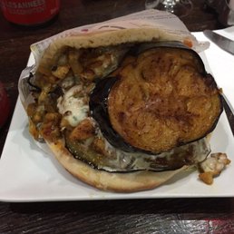 Chicken shawarma pita with eggplant