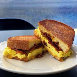 The Rolling Pin Cafe - Bacon, egg and cheese on toasted sourdough