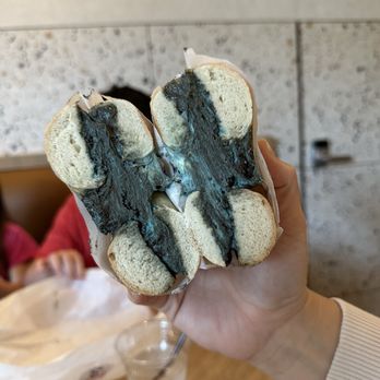 Sesame - Plain bagel with Cookie Monster spread - Coffee & Tea Near Me - Tampa, Florida Sesame - Plain bagel with Cookie Monster spread - Coffee & Tea Near Me - Tampa, Florida