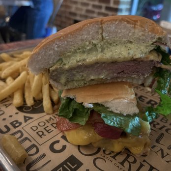 Sofrito Latin Cafe - Colombian Burger (cross cut) - Latin American Near Me - Orlando, Florida Sofrito Latin Cafe - Colombian Burger (cross cut) - Latin American Near Me - Orlando, Florida