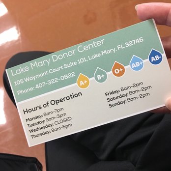 OneBlood Lake Mary Donor Center - Make sure you call for appointment!!! - Blood & Plasma Donation Centers Near Me - Lake Mary, Florida OneBlood Lake Mary Donor Center - Make sure you call for appointment!!! - Blood & Plasma Donation Centers Near Me - Lake Mary, Florida