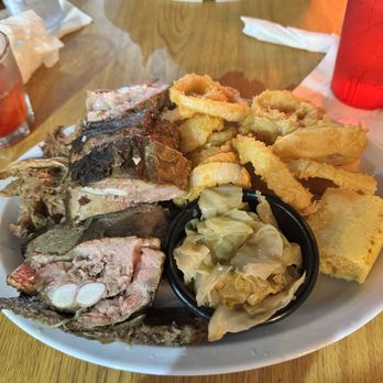Barbecue And Bourbon - Three meat with rib tips, pulled pork and brisket - Barbeque Near Me - Speedway, Indiana