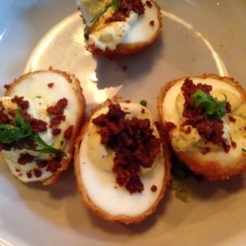 School House Pub - Fried deviled eggs with chorizo. You definitely want to order these. - Pubs Near Me - Austin, Texas