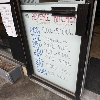 Reverie Kitchen - Business hours~ (August 2024) - Breakfast & Brunch Near Me - Burnaby, British Columbia