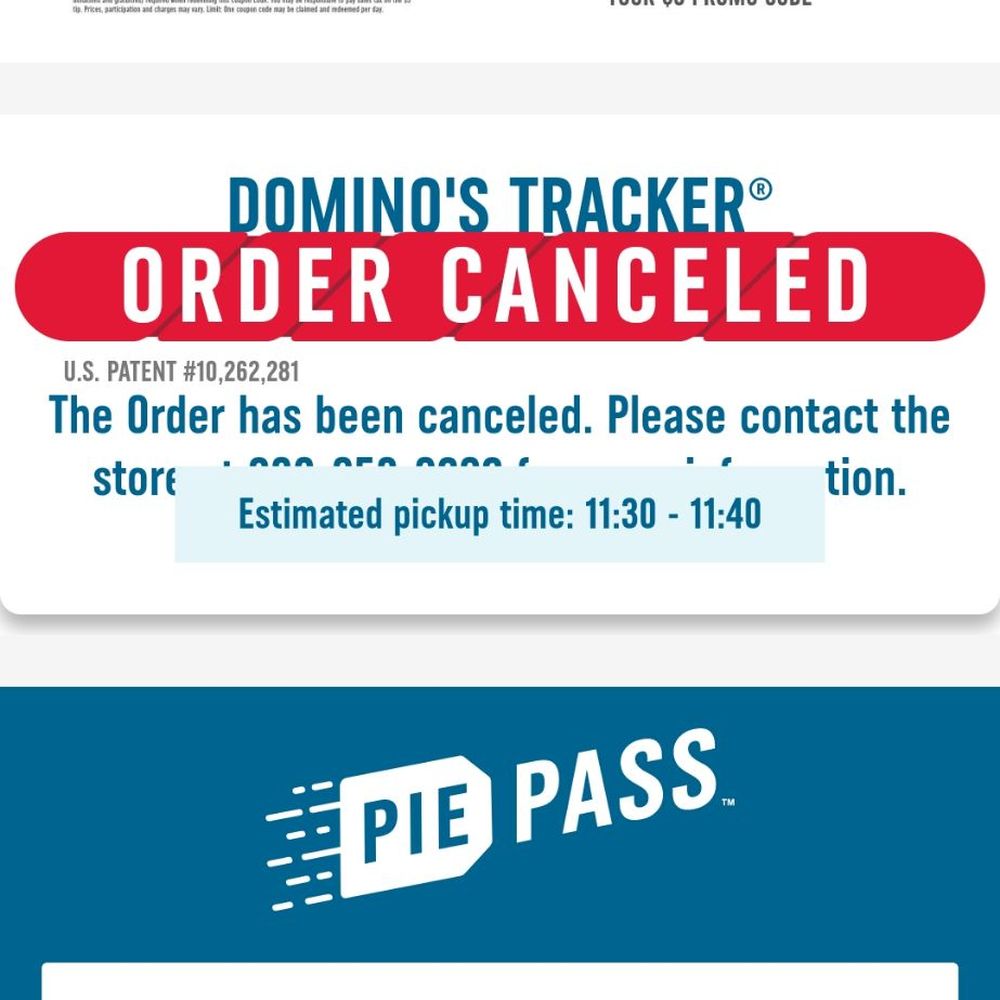 Canceled order at 11:39pm