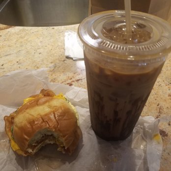 B Sisters Cafe - Chocolate croissant, Mayan Iced Coffee w Mocha and Caramel - Coffee & Tea Near Me - Framingham, Massachusetts