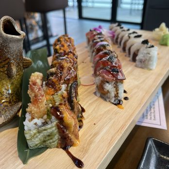 Mt Fuji Japanese Cuisine - Left to right: Tarzan, Sesame Tuna, Damn Good Roll - Sushi Bars Near Me - Indianapolis, Indiana