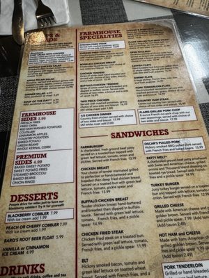 Menu photo 5 Farmhouse Restaurant Branson, MO