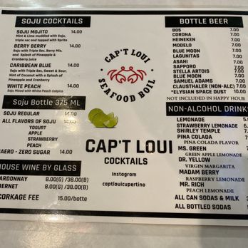 Cap't Loui - Beverage List - Seafood Near Me - Cupertino, California Cap't Loui - Beverage List - Seafood Near Me - Cupertino, California